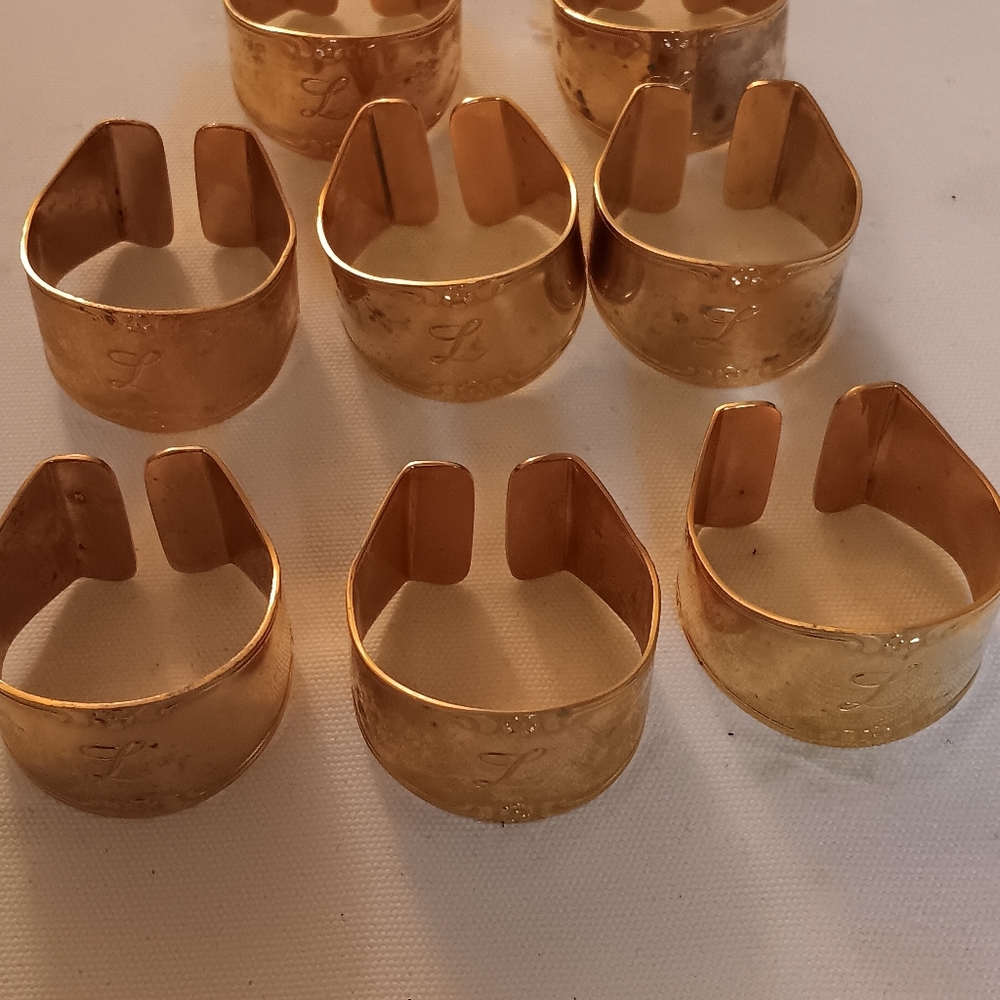 Vintage Napkin Rings With Initial " L "